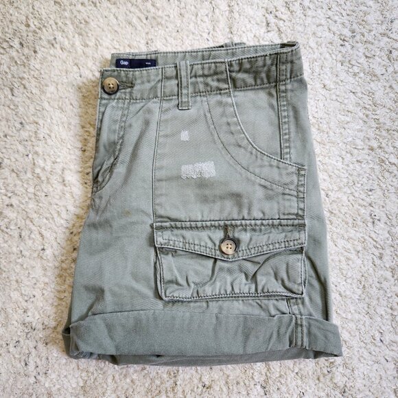 Gap Summer 2010 Olive Green Distressed Cargo Shorts Size 4 vintage 2000s y2k - Picture 2 of 16